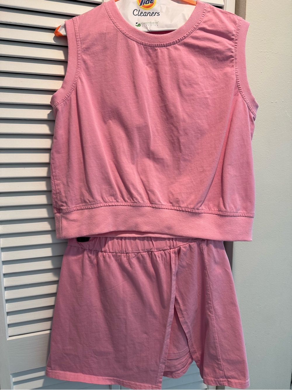Pink Sleeveless Cotton Tank Top and Skort Set in Women’s S
